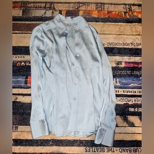 Vince Light Blue Button-Up silk Shirt small